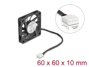 DELOCK Axiallüfter 12 V DC, 60 x 60 x 10 mm schwarz