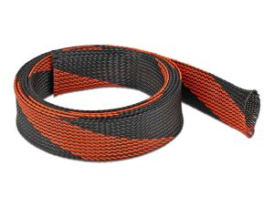 DELOCK Geflechtschlauch dehnbar 2 m x 38 mm schwarz-rot