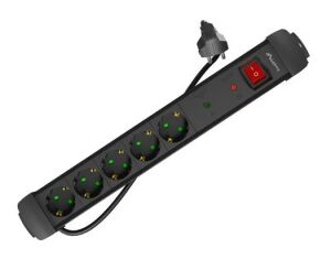 Lanberg SP1-05F-0300-BK Verlängerungskabel 3 m 5 AC-Ausgänge Drinnen Schwarz