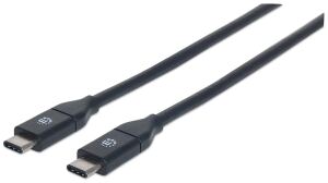 Manhattan USB 3.1 Typ C Gen2-Kabel, Typ C-Stecker auf Typ C-Stecker, 10 Gbit/s, 3 A, 1 m, schwarz