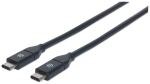 Manhattan USB 3.1 Typ C Gen2-Kabel, Typ C-Stecker auf Typ C-Stecker, 10 Gbit/s, 3 A, 1 m, schwarz