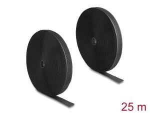DELOCK Strapazier Klettband Haft u. Flauschband 25mx25mm SW