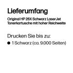 HP Original 26X Schwarz LaserJet Tonerkartusche mit hoher Reichweite