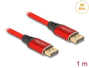 DELOCK DisplayPort Kabel 16K 60Hz 1m rot Metall