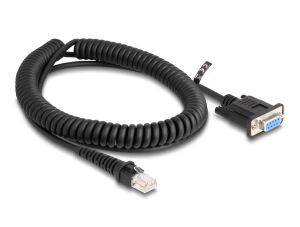 DELOCK Spiralkabel RJ50 Stecker zu D-Sub 9 Buchse 1,5m SWV