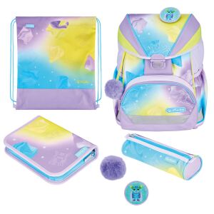 Herlitz UltraLight XL Plus Little Monster Schulranzen-Set Mädchen Polyester Blau, Lila, Gelb