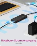 ICY BOX IB-HUB1436-CPD, USB 3.2 Gen 2 Hub, 1x Type-C® zu 2x Type-C® und 2x Type-A USB Anschlüssen 10 Gbit/S und Power Delivery bis zu 100 W, schwarz
