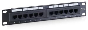 Equip 12-Port Cat.5e Ungeschirmtes Patch Panel, 10", Schwarz