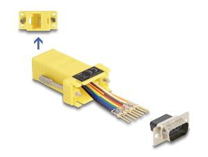 DELOCK Adapter D-Sub9 -> RJ45 St/Bu Montagesatz gelb