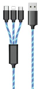 2GO 797315 USB Kabel 1,5 m USB B USB C/Micro-USB B/Lightning Schwarz, Blau