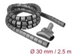 DELOCK Spiralschlauch mit Einziehwerkzeug 2,5m x 30mm grau
