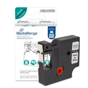 MediaRange Kunststoff-Schriftbandkassette, für/ersetzt Dymo D1/45013/S0720530, permanent haftend, 12mm, 7m, laminiert, schwarz auf weiß