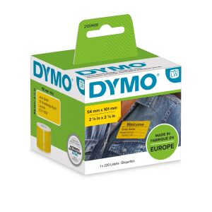 DYMO Original LabelWriter Versandetiketten / Namensschilder (Groß) | Schwarz auf gelb | 54 mm x 101 mm | Selbstklebend | Rolle mit 220 Easy-Peel-Etiketten |für LabelWriter Etikettendrucker