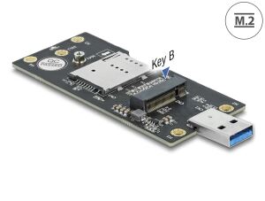 DELOCK Konverter USB-A 3.0 Stecker zu M.2 Key B mit SIm Slot