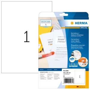 HERMA Korrektur-/Abdecketiketten A4 210x297 mm weiß Papier matt blickdicht 25 St.