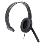 Manhattan Mono USB-Headset, Ohrumschließendes Design (Over-Ear), Ohrmuschel einseitig, kabelgebunden, USB-A-Stecker, integrierte Lautstärkeregelung, verstellbares Mikrofon, schwarz