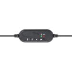 Manhattan Mono USB-Headset, Ohrumschließendes Design (Over-Ear), Ohrmuschel einseitig, kabelgebunden, USB-A-Stecker, integrierte Lautstärkeregelung, verstellbares Mikrofon, schwarz