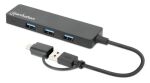 Manhattan 180863 Schnittstellen-Hub USB 3.2 Gen 1 (3.1 Gen 1) Type-A + Type-C 5000 Mbit/s Schwarz