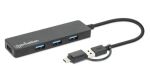 Manhattan 180863 Schnittstellen-Hub USB 3.2 Gen 1 (3.1 Gen 1) Type-A + Type-C 5000 Mbit/s Schwarz
