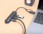 Manhattan 180863 Schnittstellen-Hub USB 3.2 Gen 1 (3.1 Gen 1) Type-A + Type-C 5000 Mbit/s Schwarz