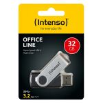 Intenso USB-Stick Office Line, 32 GB, USB-A, 3.2 Gen 1x1, schwarz-silber