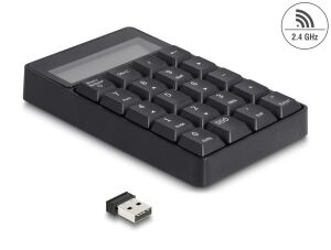 DELOCK USB Typ-A Nummernblock kabellos 2,4GHz Taschenrechner