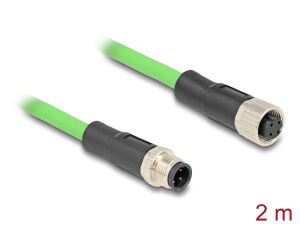 DeLOCK M12 Kabel D-kodiert 4 Pin Stecker zu Buchse PUR (TPU) 2 m