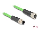 DeLOCK M12 Kabel D-kodiert 4 Pin Stecker zu Buchse PUR (TPU) 2 m