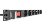 Digitus Steckdosenleiste mit Aluminiumprofil und Schalter, 8-fach CEE 7/5, 2 m Zuleitung Schutzkontaktstecker