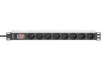 Digitus Steckdosenleiste mit Aluminiumprofil und Schalter, 8-fach CEE 7/5, 2 m Zuleitung Schutzkontaktstecker
