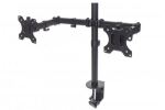 Manhattan Tischhalterung mit Monitorarm für zwei Displays, Für zwei Displays von 13" bis 32" und bis zu 8 kg, zweifach schwenkbar, schwarz