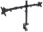 Manhattan Tischhalterung mit Monitorarm für zwei Displays, Für zwei Displays von 13" bis 32" und bis zu 8 kg, zweifach schwenkbar, schwarz