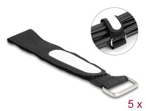 DeLOCK Klettkabelbinder mit Schlaufe und Beschriftungsfeld L 203 x B 20 mm schwarz 5 Stück