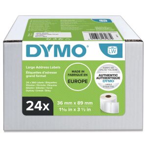 DYMO Original LabelWriter Adressetiketten (Groß) | 36 mm x 89 mm | 24 Rollen mit je 260 leicht ablösbaren Etiketten (6.240 Etiketten) | selbstklebende Etiketten | für LabelWriter-Beschriftungsgerät
