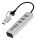 LogiLink USB 3.0 Hub, 4x USB-A, 5 Gbit/s, 2-in-1 Anschlusskabel, Silber