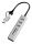 LogiLink USB 3.0 Hub, 4x USB-A, 5 Gbit/s, 2-in-1 Anschlusskabel, Silber