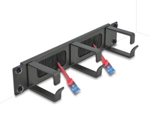 DELOCK 10" Kabelmanagement Bürstenleiste 3 Bügel 1 HE schw.
