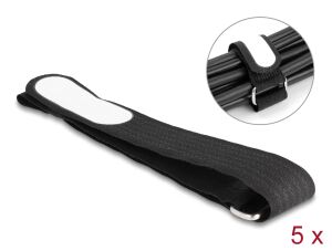 DeLOCK Klettkabelbinder mit Schlaufe und Beschriftungsfeld L 457 x B 25 mm schwarz 5 Stück