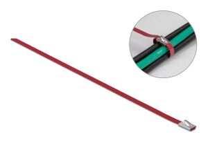 DELOCK Edelstahlkabelbinder L 300 x B 4,6 mm rot 10 Stück
