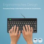 R-Go Tools Ergonomische Tastatur R-Go Compact Break, kompakte Tastatur mit Pausensoftware, QWERTZ (DE), Kabelgebunden, Schwarz