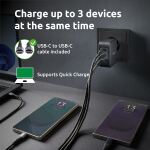 Intenso W100ACC+C520C, Set Power Adapter + Ladekabel, 100W, Schnellladen, GaN, 3 Geräte gleichzeitig Laden, schwarz