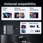 Intenso W100ACC+C520C, Set Power Adapter + Ladekabel, 100W, Schnellladen, GaN, 3 Geräte gleichzeitig Laden, schwarz