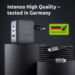 Intenso W100ACC+C520C, Set Power Adapter + Ladekabel, 100W, Schnellladen, GaN, 3 Geräte gleichzeitig Laden, schwarz