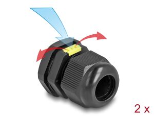 DeLOCK Kabelverschraubung M20 mit Belüftung IP68 staub- und wasserdicht schwarz 2 Stück