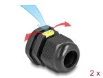 DeLOCK Kabelverschraubung M20 mit Belüftung IP68 staub- und wasserdicht schwarz 2 Stück