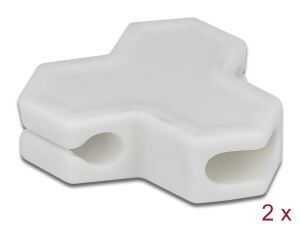 DeLOCK Kabelhalter selbstklebend mit 3 Durchführungen (1 x Flachkabel und 2 x Rundkabel) 2 Stück weiß