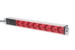 Digitus Steckdosenleiste mit Aluminiumprofil und Vorsicherung, 8-fach Schutzkontaktsteckdose, 2 m Zuleitung IEC C14 Stecker