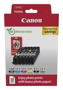 Canon PGI-530/CLI-531 PVP Druckerpatrone 6 Stück(e) Original Schwarz, Cyan, Grau, Magenta, Foto schwarz, Gelb