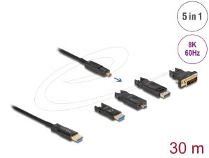 DELOCK Aktives Optisches 5 in 1 HDMI Kabel 8K 60 Hz 30 m