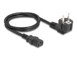 DeLOCK Netzkabel PC Schutzkontaktstecker CEE 7/7 90° gewinkelt auf C13 Buchse, 1 m, 3 x 1,00 mm² schwarz